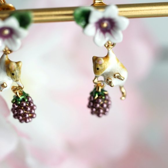 Bill skinner cute mouse and blackberry earrings - Picture 3 of 9